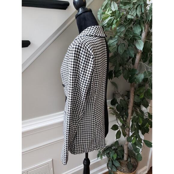 SHEIN Blazer Jacket Women Small Black White Houndstooth Double Breasted 4 Button - Picture 13 of 13